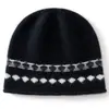 Cachemira Otoño/Invierno Nuevo Bloque de Color Jacquard Moda Versátil Simple Cálido Protección para los Oídos Protección contra el Frío Gorro de Punto