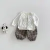 Dianxi Verano Nuevo Estilo Conjunto de Camisa Coreana de Dibujos Animados para Bebés Niños, Chaleco Estampado y Pantalones a Cuadros Conjunto de Tres Piezas