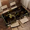 Toalha de mesa de Natal com estampa de pinheiro e rena, feita de poliéster, toalha de mesa decorativa para festa com atmosfera de feriado de inverno estilo americano