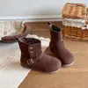 Botines Cortos Plegables Bidireccionales Estilo Retro para Niñas 2026 Otoño/Invierno Nuevo Estilo Niñas Niñas Botas de Piel Princesa Meilade