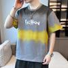 Verão masculino moda americana marca nova camiseta solta masculina estilo Hong Kong moda manga curta solta casual ins top de algodão
