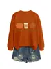 Amazon Wish sitio independiente cómodo y elegante suéter retro para mujer clima suéter de calabaza leche té sudadera con capucha