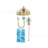 Ponto Quente Venda Europeia e Americana Headwear de Princesa do Gelo Varinha Mágica Coroa de Plástico Galvanizado Infantil Faixa de Cabelo Luvas Conjunto
