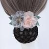 Accesorios para el cabello con bolsillo de red, horquilla de primavera con bloques de colores y flores para mujer, estilo coreano profesional, para trabajar en hoteles, para la parte posterior de la cabeza.