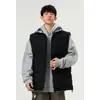Chaleco de Algodón Relleno de Plumas con Parches a Cuadros Otoño e Invierno Nuevo Holgado Talla Grande para Hombre Casual Deportivo Engrosado Cálido