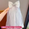 Presilha de Cabelo Infantil para Meninas, Laço de Coroa, Presilha com Borda de Véu, Acessório de Cabelo de Princesa Bordado Estilo Coreano