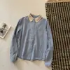 Camisa Rosa a Cuadros de una Sola Capa con Ribete de Encaje, Talla Grande, Artística, Holgada, Versátil, Top de Manga Larga para Mujer, Otoño 2026