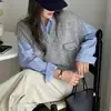 Chaleco de Punto Capas Cuello en V Estilo Coreano Chaleco sin Mangas para Primavera y Otoño 2026 Nueva Moda Ropa de Abrigo para Mujer