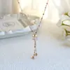 Nuevo Precio Especial Estilo Coreano Más Vendido Gargantilla Personalizada de Oro Rosa Cadena para Clavícula de Acero de Titanio de Alta Calidad que Conserva el Color Collar de un Solo Diamante para Mujer