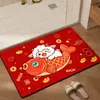 2027 Año Nuevo del Cordero Rojo Felpudo para Entrada de Baño Felpudo para Puerta de Inodoro Absorción de Agua Antideslizante Felpudo Resistente a la Suciedad Hogareño