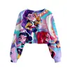 Huntrx Patrón Impreso en 3D Nuevo Estilo Transfronterizo Niñas Sudadera Corta Casual de Cuello Redondo