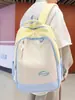 Nueva mochila de color block estilo universitario transfronteriza, bolsa escolar de gran capacidad para estudiantes de secundaria y preparatoria, mochila ligera casual para viajes