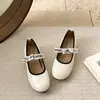 Zapatos Planos de Punta Redonda para Mujer Primavera y Otoño 2026, Boca Baja de Piel Genuina Suela Suave Zapatos Mary Jane, Estilo Francés, Zapatos de Salón Únicos y Delicados