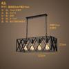 Lustre de personalidade criativa estilo industrial lfot retrô nostálgico preto 4 cabeças 6 cabeças retangular estrutura de ferro lâmpada de ferro para restaurante