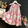 Vestido sin mangas para niña, Vestido de princesa de verano estilo coreano para bebé, Vestido tipo chaleco, Vestido de tirantes floral elegante para niños