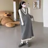 2026 Nuevo Vestido Chaleco de Punto para Maternidad Estilo Perezoso con Borlas Suelto Talla Grande que se Adapta a la Barriga Vestido de Punto para Mujeres Embarazadas