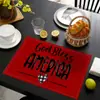 Tapete de Mesa para Comida del Día de la Independencia de EE. UU. Transfronterizo Tela Antiescaldado Aislamiento Térmico Tapete de Mesa Decoración Festiva Venta al por Mayor Servilleta Occidental Servilleta
