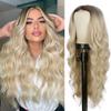Peruca longa ondulada, degradê, loira platinada, feminina, cabelo sintético cacheado médio, fábrica em estoque, atacado
