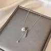 Colar Redondo Ajustável Plissado com Zircônia Estilo Ins Coreano Corrente de Clavícula de Luxo Leve Nicho Colar Versátil com Sensação de Alto Padrão