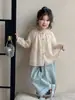 Camisa Floral Tongsen Tongma para Niñas Primavera 2026 Nueva Camisa de Primavera para Niños Elegante Top Holgado para Niñas