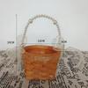 Cesta de Florista Redonda Tecida com Laço de Flor Cesta de Mão Redonda de Vime Cesta de Flores de Rattan com Laço