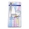 Manija de cristal de acero inoxidable spot mango de madera de 3 piezas espátula para crema de pastel pala para pizza pastel de queso cuchillo y tenedor