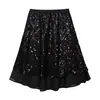 Falda de Línea A con Textura de Lentejuelas Feiyuan Heavy Industry para Mujer, Nueva Moda Otoño/Invierno Brillante Versátil de Color Sólido de Largo Medio