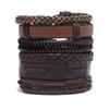 Pulseira de couro masculina retrô mais vendida internacionalmente conjunto trançado europeu e americano joia multicamadas corda de mão fornecimento direto do fabricante atacado
