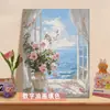 Pintura al Óleo Digital al por Mayor Pintura al Óleo DIY Colorear Florales Alféizar de Ventana Flor Pintura al Óleo Relleno Pintura Decorativa Simple