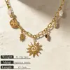 Joias Transfronteiriças Colar Retro do Sol para Mulheres Aço Inoxidável Luxo Leve Simples Pingente de Pérola Corrente Clavicular Versátil