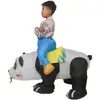 Ropa inflable divertida de niños montando panda para Amazon transfronterizo, Carrito de actuación para padres e hijos, Ropa de dibujos animados, Disfraz de muñeca