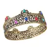 Corona de Rey Vintage con Gemas de Colores Tiara de Aleación de Oro Antigua para Hombres y Mujeres Perfecta para Fiestas Actuaciones y Ocasiones Especiales Tocado Regio con Pedrería