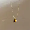 Collar con Colgante de Ojo de Tigre en Capas Estilo Retro para Mujer Cadena de Clavícula de Doble Capa Ligera de Lujo Cadena para Suéter de Tacto de Alta Gama