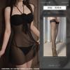 Lingerie Sexy para Mulheres, Roupas Estilo Abstinência, Camisola Transparente Rosa Sedutora com Amarração no Pescoço, Conjunto de Pijama Uniforme Qqny