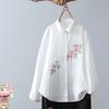 Camisa de Manga Larga de Gasa de Algodón Doble Capa Estilo Japonés para Mujer, Estampado Fresco Artístico Estilo Japonés, Top Suave para Bebé, Retro Artístico