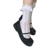 Calcetines con Volantes de Encaje Estilo Ballet Calcetines hasta la Pantorrilla Calcetines Cortos Lolita a Media Pantorrilla Calcetines Cortos Delgados Japoneses JK para Mujer