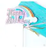 Estrellas Arcoíris Doradas Láser Nubes Enchufe Mesa de Postres para Hornear Bandera Feliz Cumpleaños Enchufe para Pastel