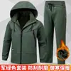 Nuevo conjunto de invierno transfronterizo con forro polar chaqueta larga polar cálida cortavientos ropa de alpinismo resistente al desgaste táctica resistente al desgaste repelente al agua ropa de trabajo