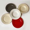 Plato de Cena Estilo Europeo con Relieve Estilo Occidental, Plato de Cena de Cerámica Mate, Plato de Arroz para el Hogar, Bol para Verduras, Bol Estilo Sombrero de Paja, Plato para Pasta, Estilo Retro