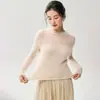 Nueva colección de otoño e invierno: Suéter de punto para mujer, cuello redondo, estilo jersey, de seda y cachemir, con diseño calado, suave y delicado con la piel, perfecto como capa base