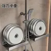Suporte de Rack de Armazenamento com Haste Ajustável para Chuveiro de Banheiro, Bandeja Suporte de Chuveiro Sem Furo, Rack de Armazenamento para Sabonete Líquido