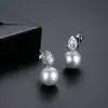 Jinse Moda Estilo Coreano Versátiles Pendientes de Perla Forma de Gota Pendientes de Circonita para Mujer Pendientes Dulces y Elegantes Venta al por Mayor desde Fabricante