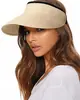 Sombrero visera de paja, sombrero para el sol, sombrero de playa de moda con protección UV, sombrero de paja de protección solar de verano transfronterizo