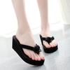 Sandálias Femininas Espinha de Peixe para Uso Externo Estilo Coreano Camurça Pequena Floral Strass Salto Médio Diário Casual Praia Plataforma Salto Anabela