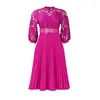 Amazon Comercio Exterior Vestido de Encaje Crochet Sexy Hueco Plisado Puntada Cruzada Transfronterizo Europeo y Americano para Mujer 2024 Nuevo