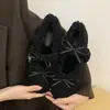 Sapatos Mary Jane peludos para aumentar a altura para mulheres, 2026 estilosos e modernos novos sapatos de algodão felpudo para outono e inverno