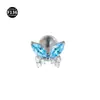 F136 Titânio 0.9 Dentes Zircônia Borboleta Broca Completa Brincos Rosca Interna Tipo Borboleta Broca Completa Perfuração Lábio Unha Joia de Perfuração