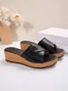 Sandalias de talla grande de comercio exterior para mujer, zapatos de cuña de primavera y verano 2024 para mujer, zapatillas planas de punta redonda con suela gruesa y punta abierta, zapatos casuales