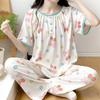 Sudeste Asiático Nuevo Pantalón Corto de Manga Corta Pijama de Mujer Primavera y Verano Algodón Tela Zou Cuello Redondo Estilo Coreano Ins Traje de Ropa para el Hogar
