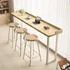 Mesa alta de bar de ocio nórdica para uso doméstico en Yangtai, mesa larga simple de madera maciza para colocar en la pared o junto a la ventana, juego de mesa y sillas con patas altas